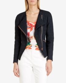 Ted Baker Ayeleen Textured Tweed Moto Jacket black at Nordstrom